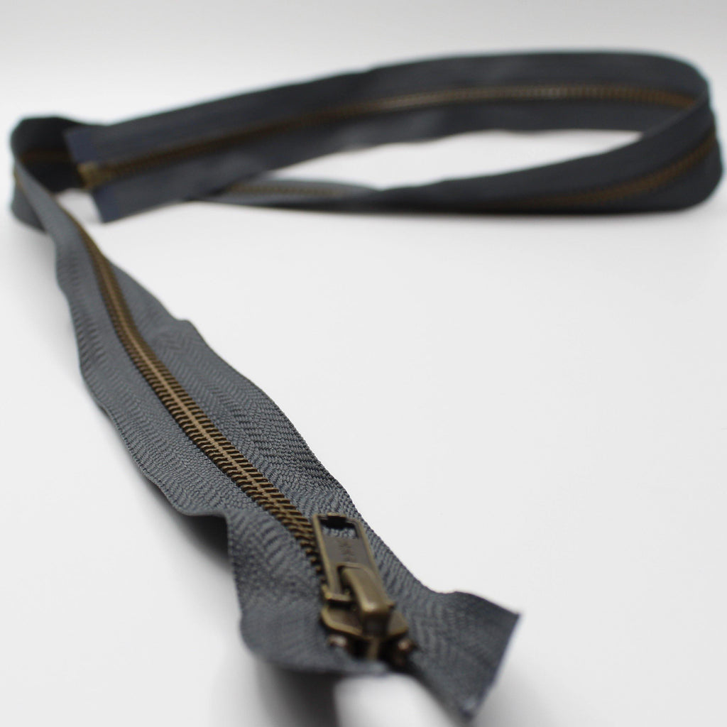 YKK - Cerniera per giacche in metallo color bronzo antico da 80 cm - One Way Open end - ACCESSOIRES LEDUC