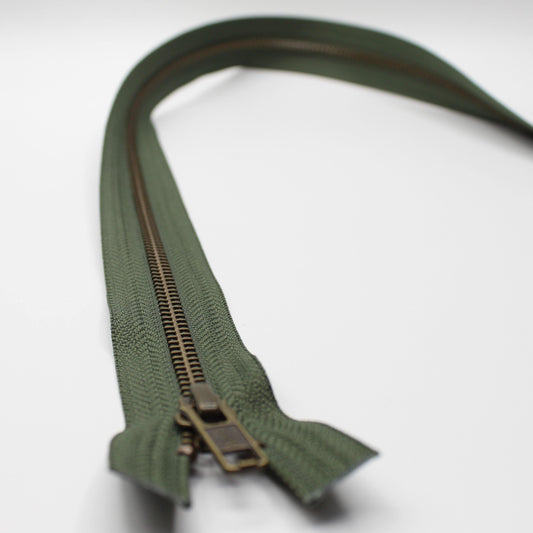 YKK - 80cm Metal Antique Bronze Zipper for Jackets - One Way Open end - ACCESSOIRES LEDUC