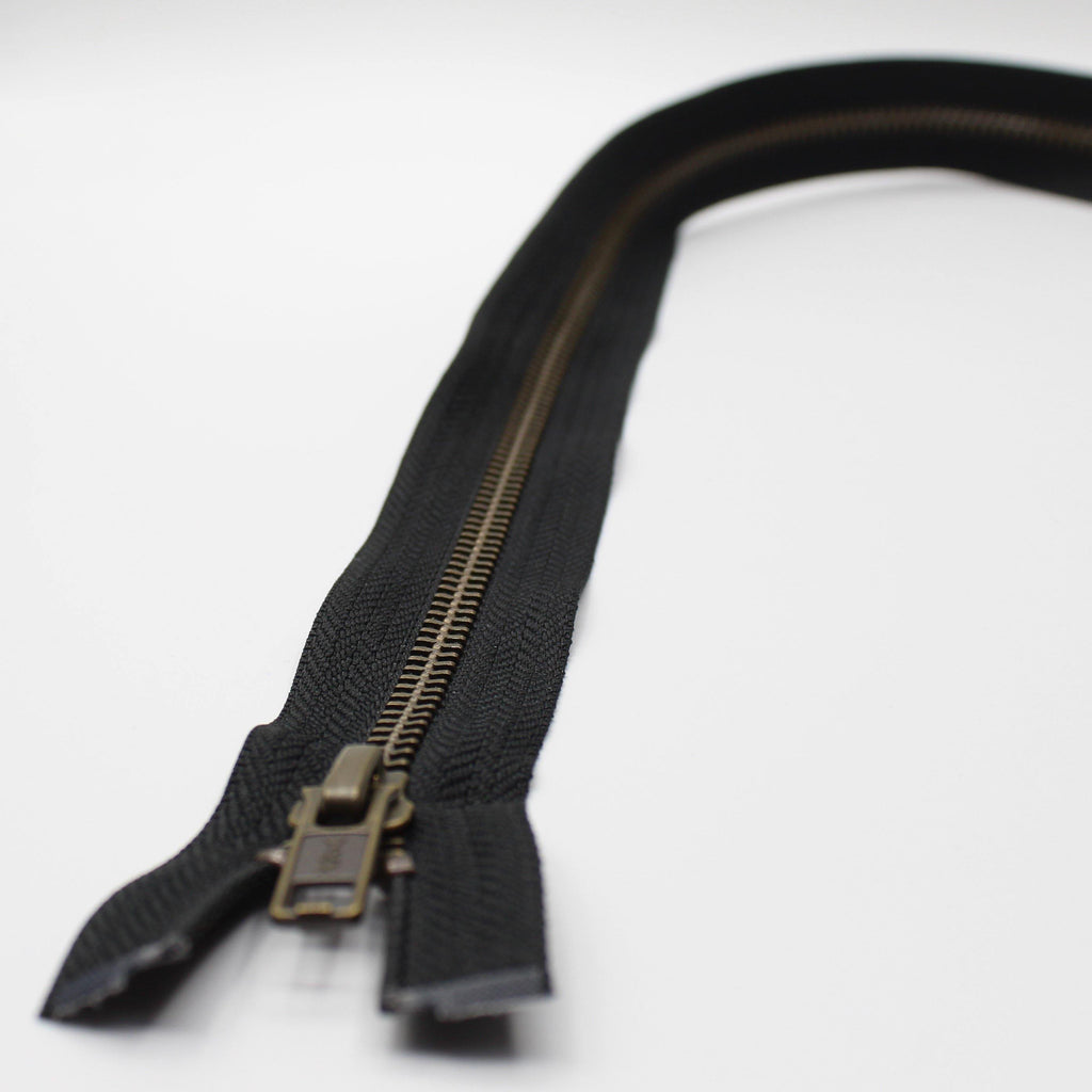 YKK - 80cm Metal Antique Bronze Zipper for Jackets - One Way Open end - ACCESSOIRES LEDUC