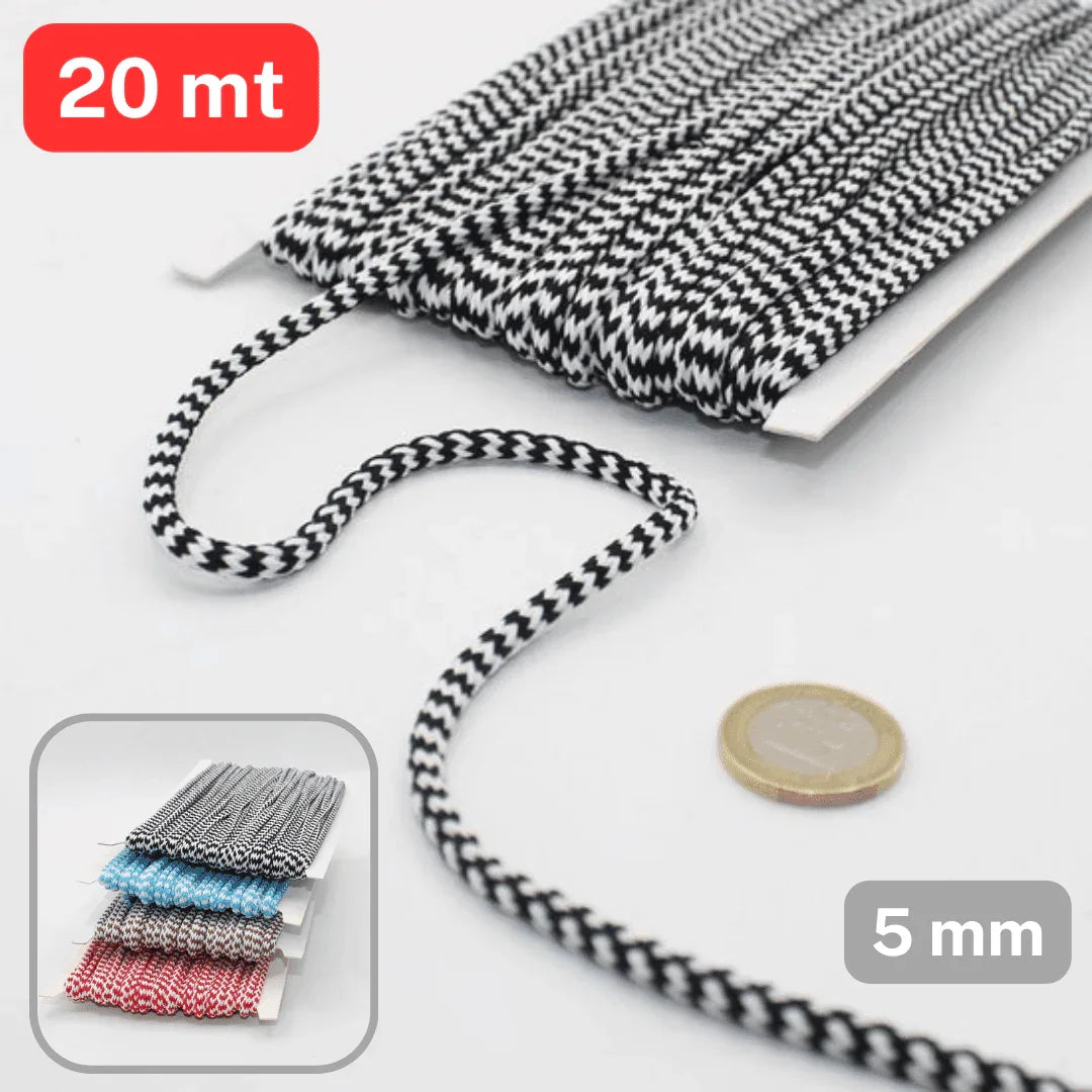 20 meters Bicolor Cord 5mm #COR3014 - ACCESSOIRES LEDUC BV