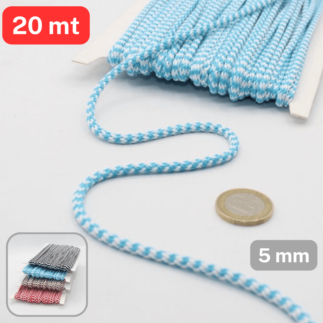 20 meters Bicolor Cord 5mm #COR3014 - ACCESSOIRES LEDUC BV