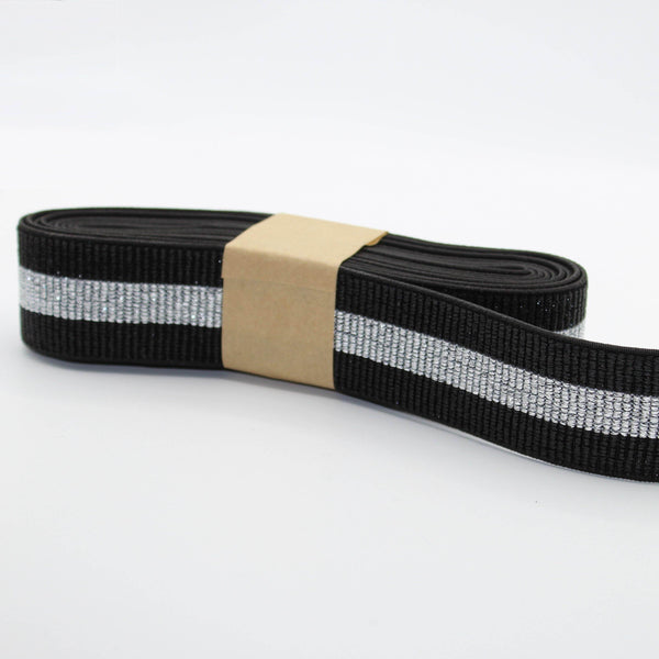 5 METERS - 40mm All Lurex Elastic Striped Gros Grain #ELA2062 - ACCESSOIRES LEDUC BV