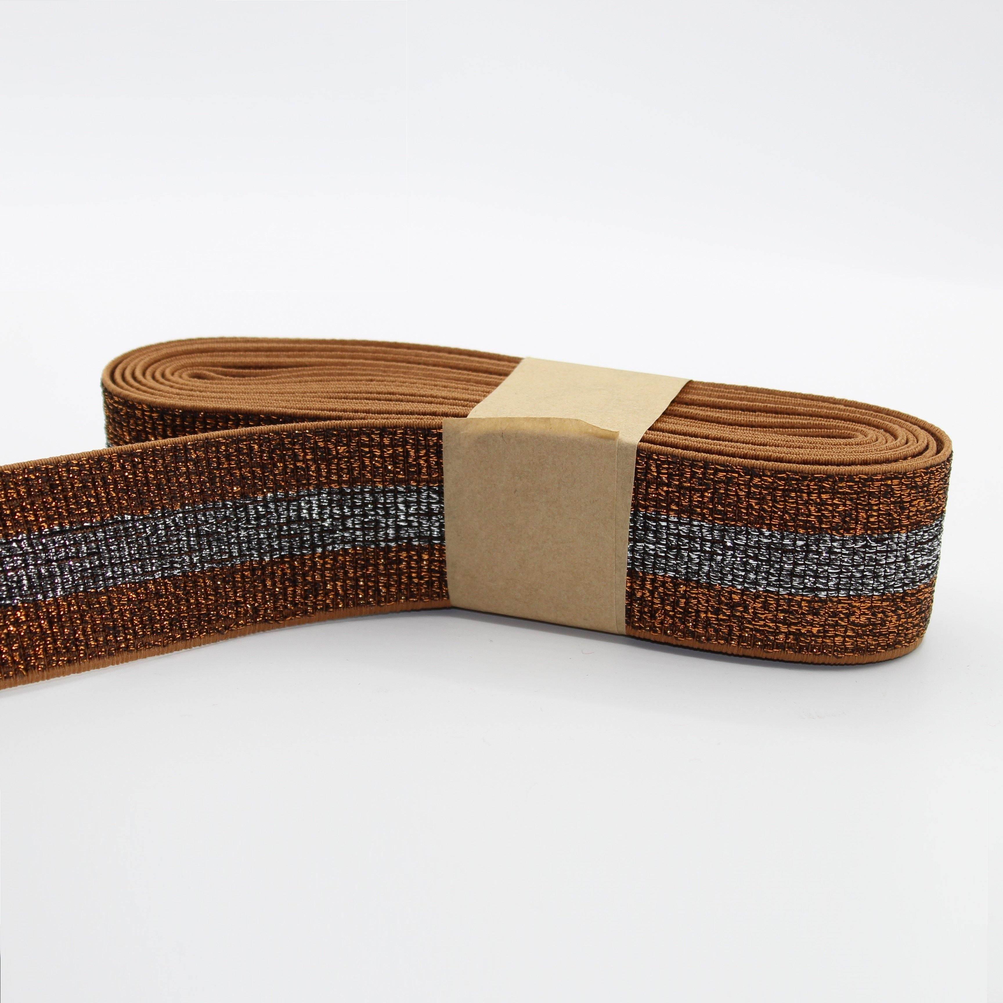 5 METERS - 40mm All Lurex Elastic Striped Gros Grain #ELA2062 - ACCESSOIRES LEDUC BV