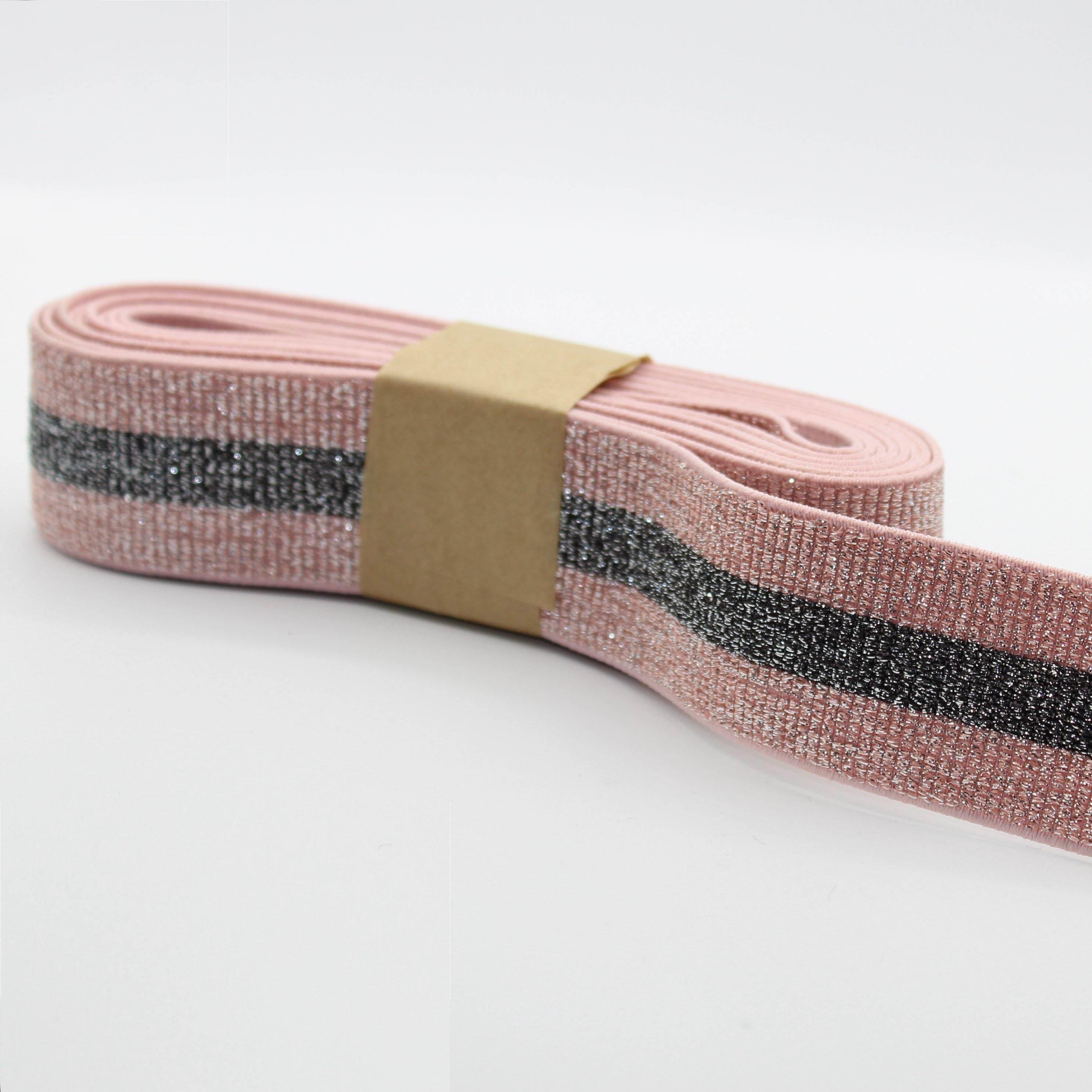 5 METERS - 40mm All Lurex Elastic Striped Gros Grain #ELA2062 - ACCESSOIRES LEDUC BV