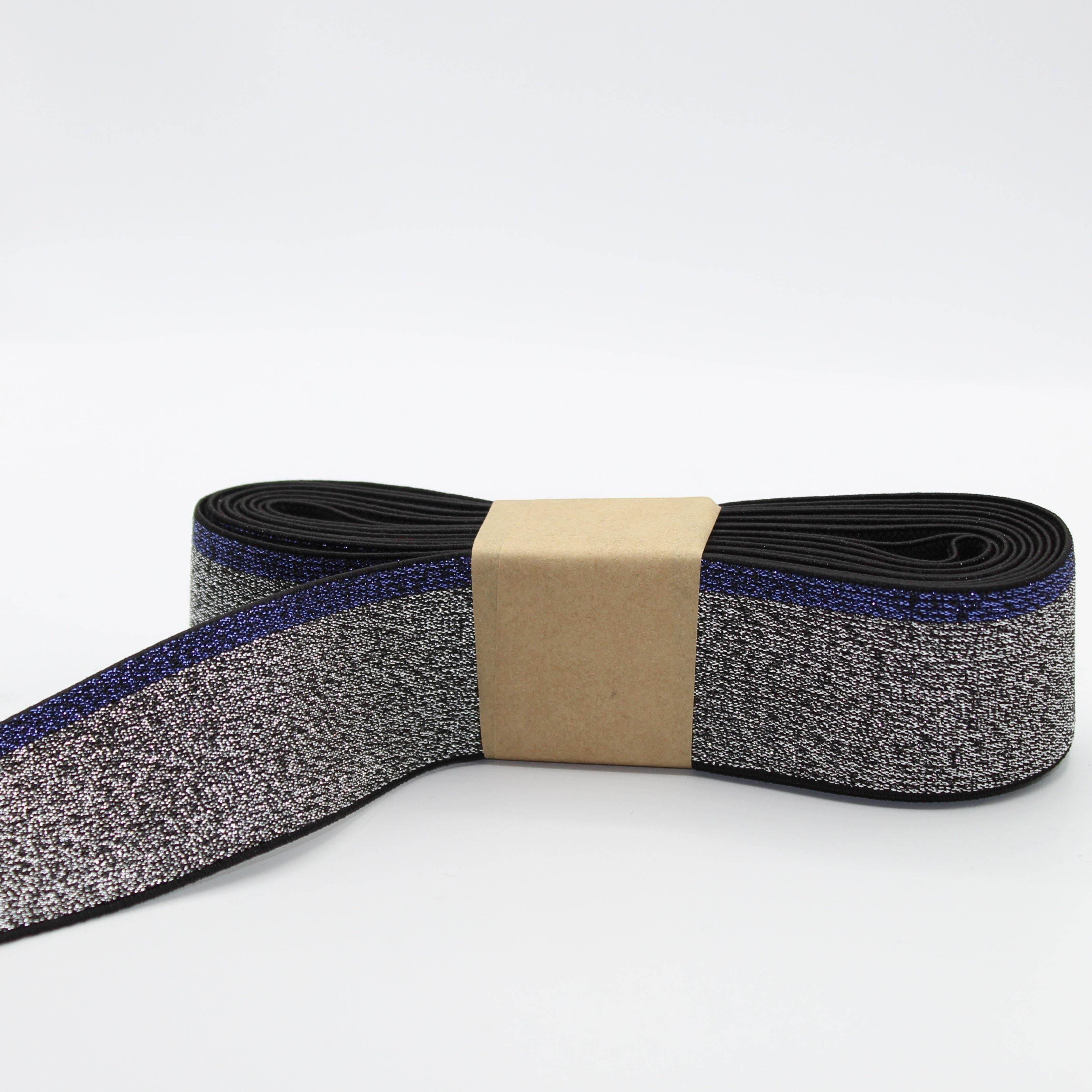 5 METERS - 40mm All Lurex Elastic with Side Stripe #ELA2098 - ACCESSOIRES LEDUC BV