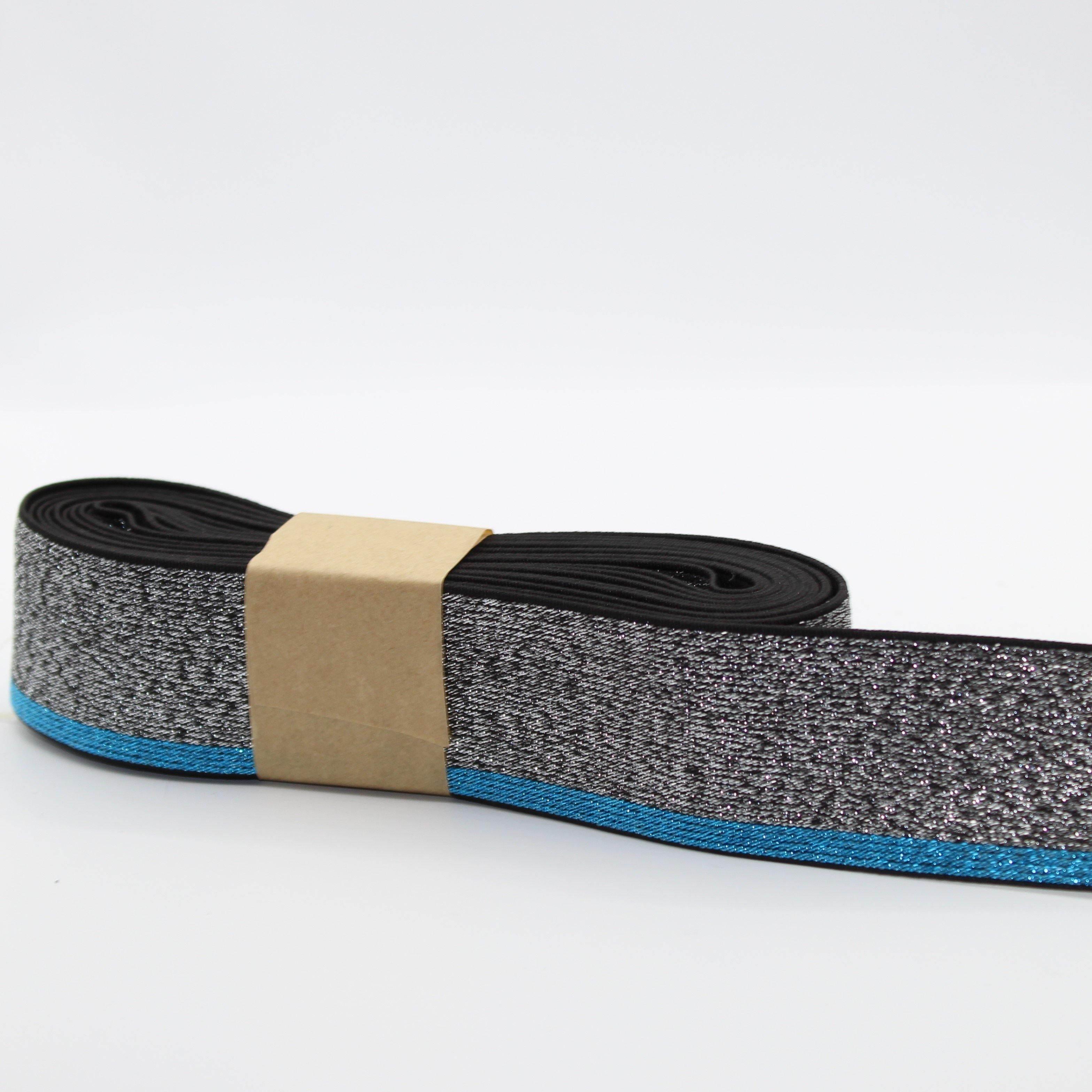 5 METERS - 40mm All Lurex Elastic with Side Stripe #ELA2098 - ACCESSOIRES LEDUC BV