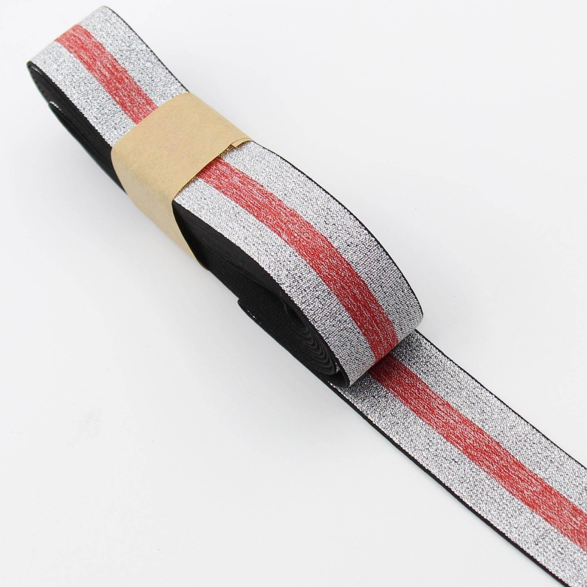 Striped Lurex Elastic 5 meters 30mm #ELA2101 - ACCESSOIRES LEDUC BV