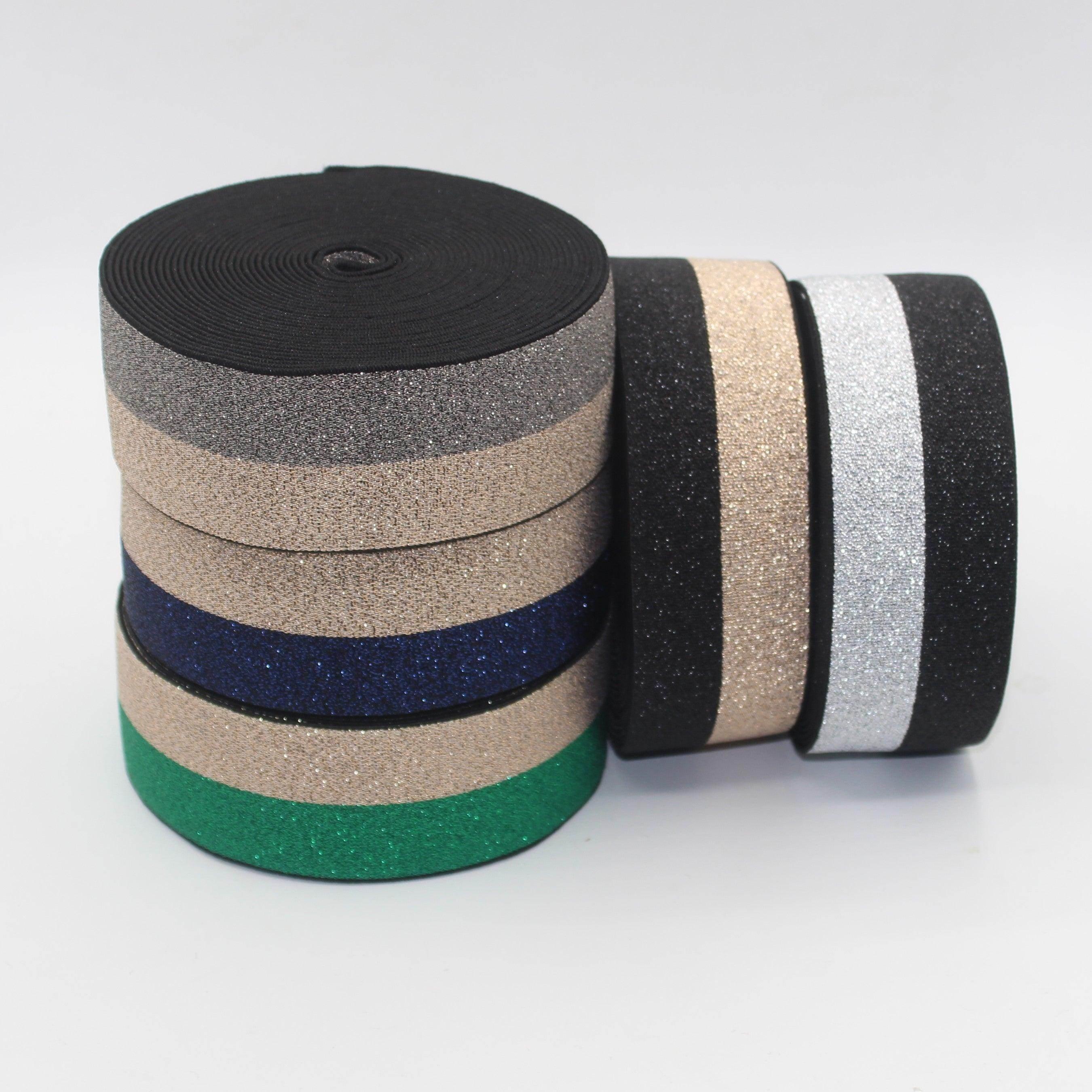 10 meters 40mm Bicolour All Lurex Elastic #ELA2821 - ACCESSOIRES LEDUC BV