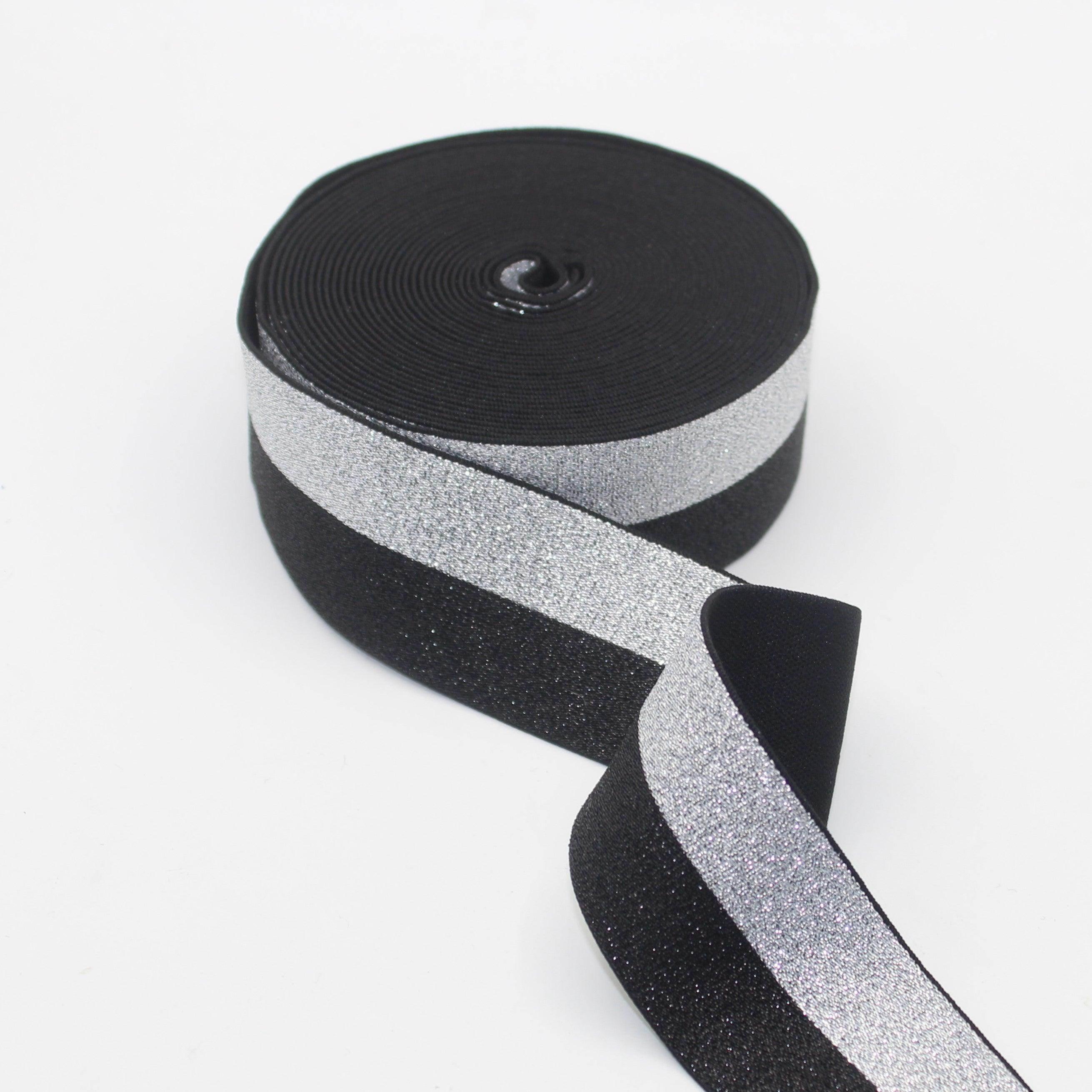 10 meters 40mm Bicolour All Lurex Elastic #ELA2821 - ACCESSOIRES LEDUC BV