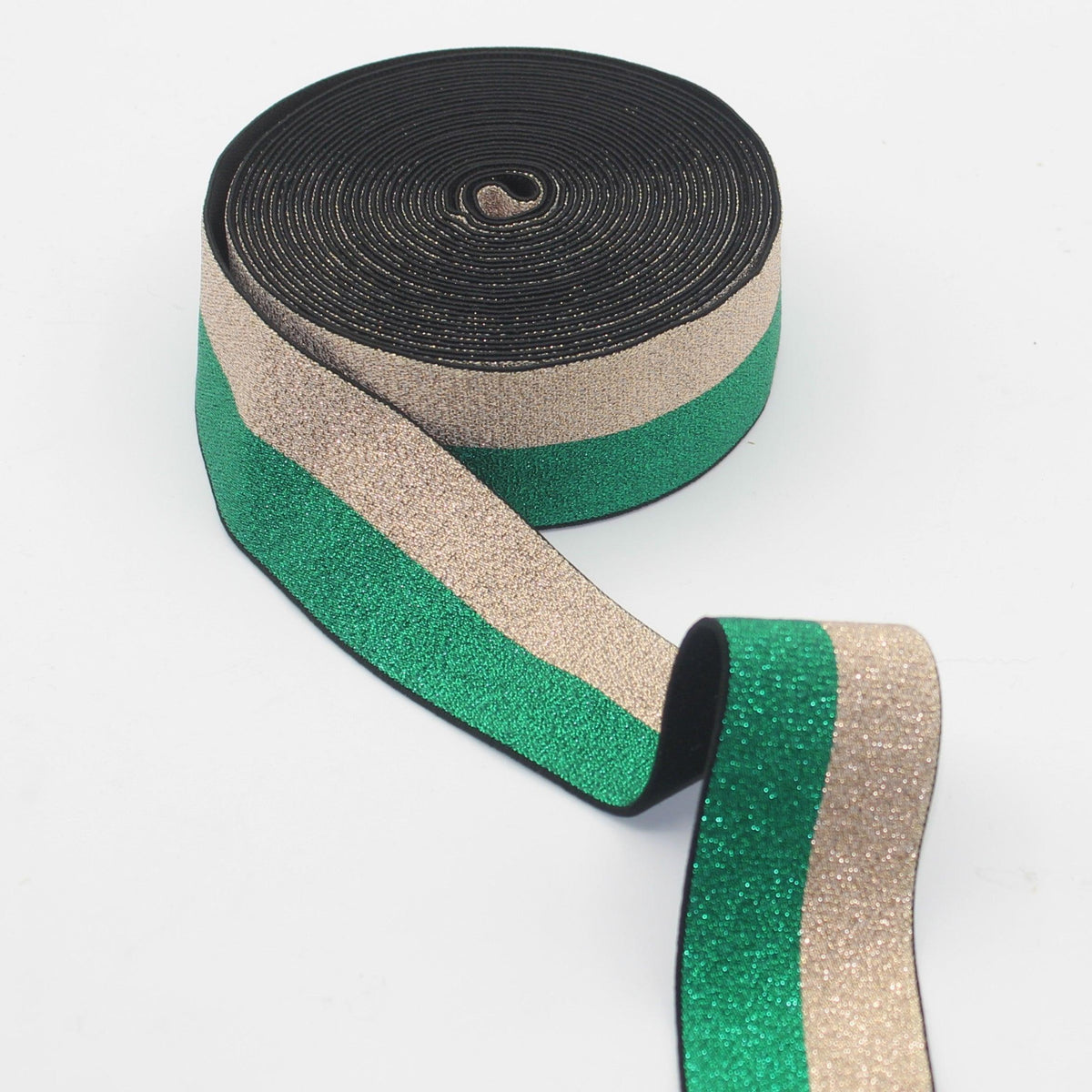 10 meters 40mm Bicolour All Lurex Elastic #ELA2821 - ACCESSOIRES LEDUC BV