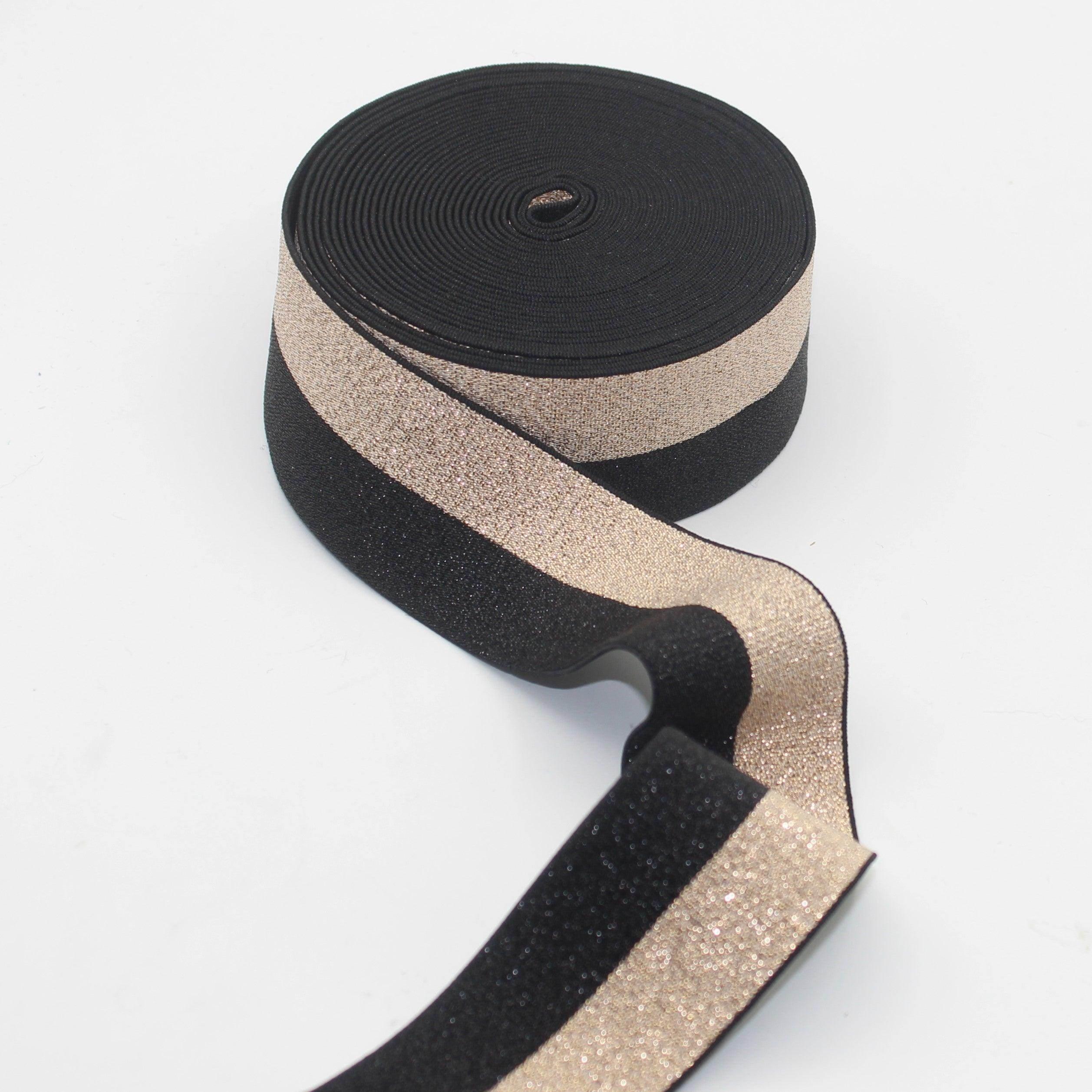 10 meters 40mm Bicolour All Lurex Elastic #ELA2821 - ACCESSOIRES LEDUC BV