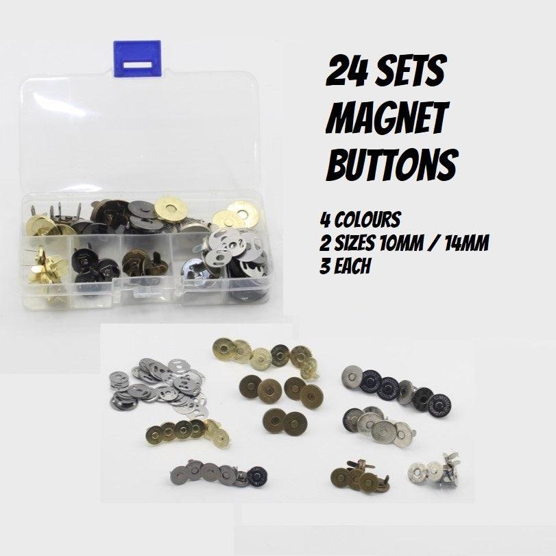 24 sets of Magnet Snap Buttons - 10 and 14mm - ACCESSOIRES LEDUC