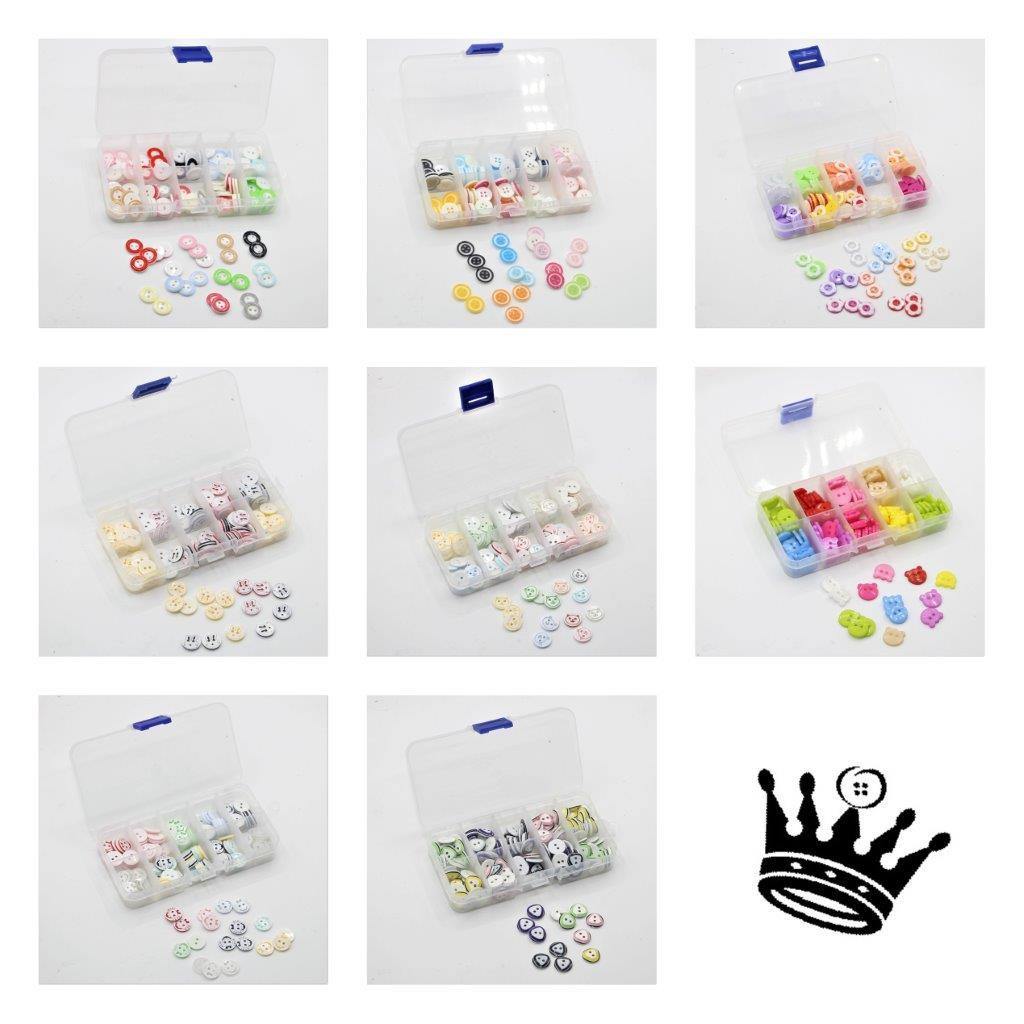 Kinderknopendoos 150 stuks - Gemengde Kleuren Maat 13mm #HAB0990 - ACCESSOIRES LEDUC