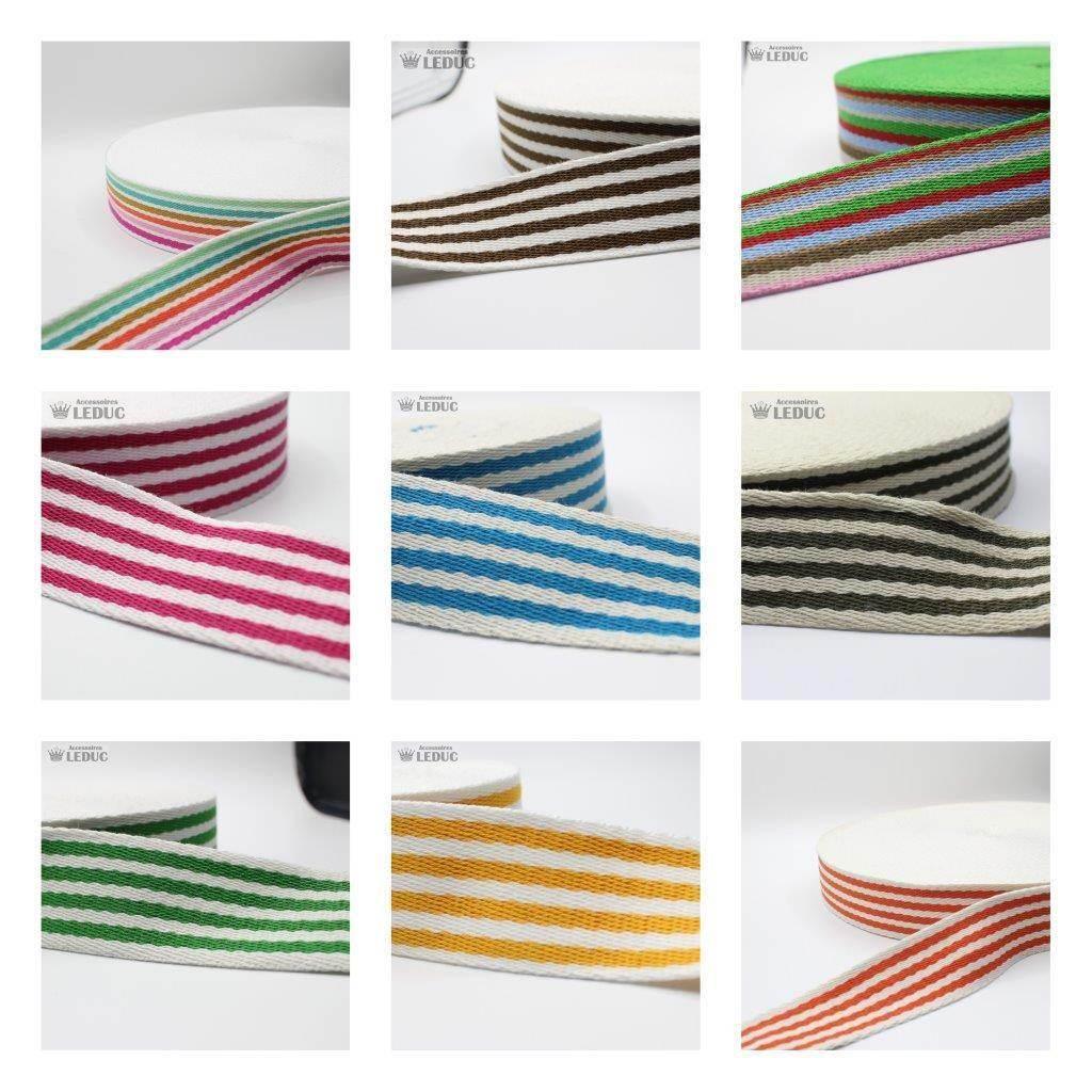 5 meters Multi - Striped Webbing 40mm #RUB1912 - ACCESSOIRES LEDUC BV