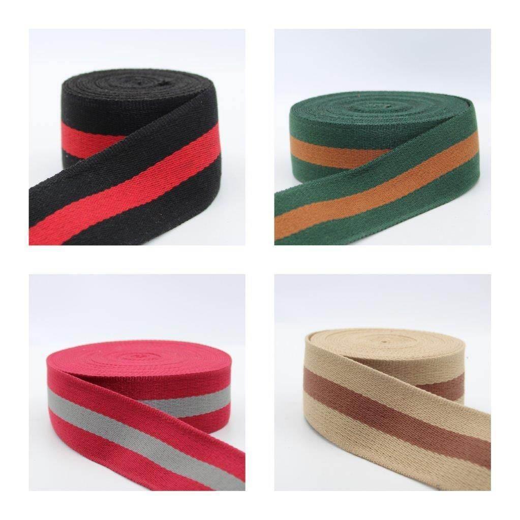 5 meters Cotton Striped Webbing 50mm #RUB1918 - ACCESSOIRES LEDUC BV