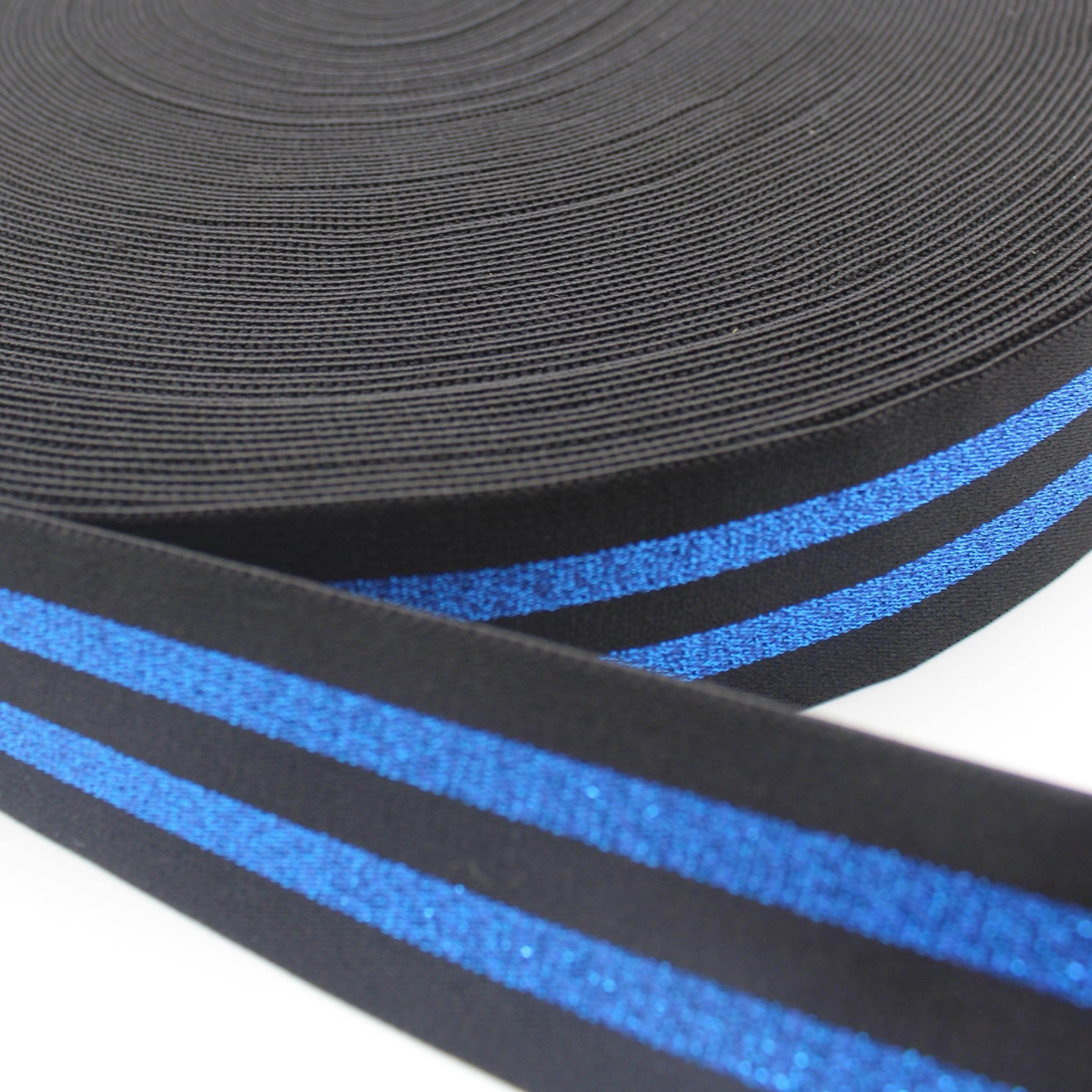 5 meters 40mm Elastic with 2 Lurex Stripes #ELA3521 - ACCESSOIRES LEDUC BV