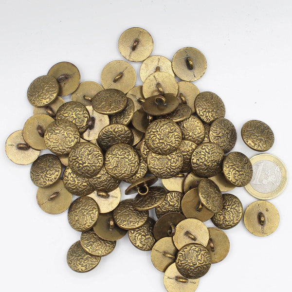 Copper Metal Shank Button with Natura Pattern #KMQ4005 - ACCESSOIRES LEDUC BV