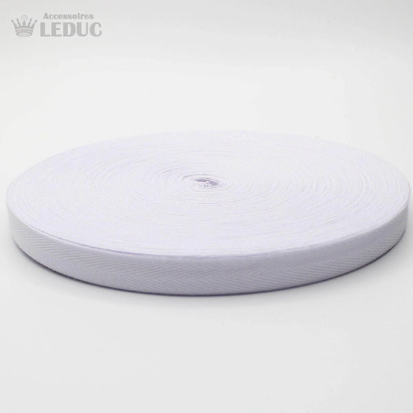 WHITE COTTON HERRINGBONE 15mm 100Meters - ACCESSOIRES LEDUC BV