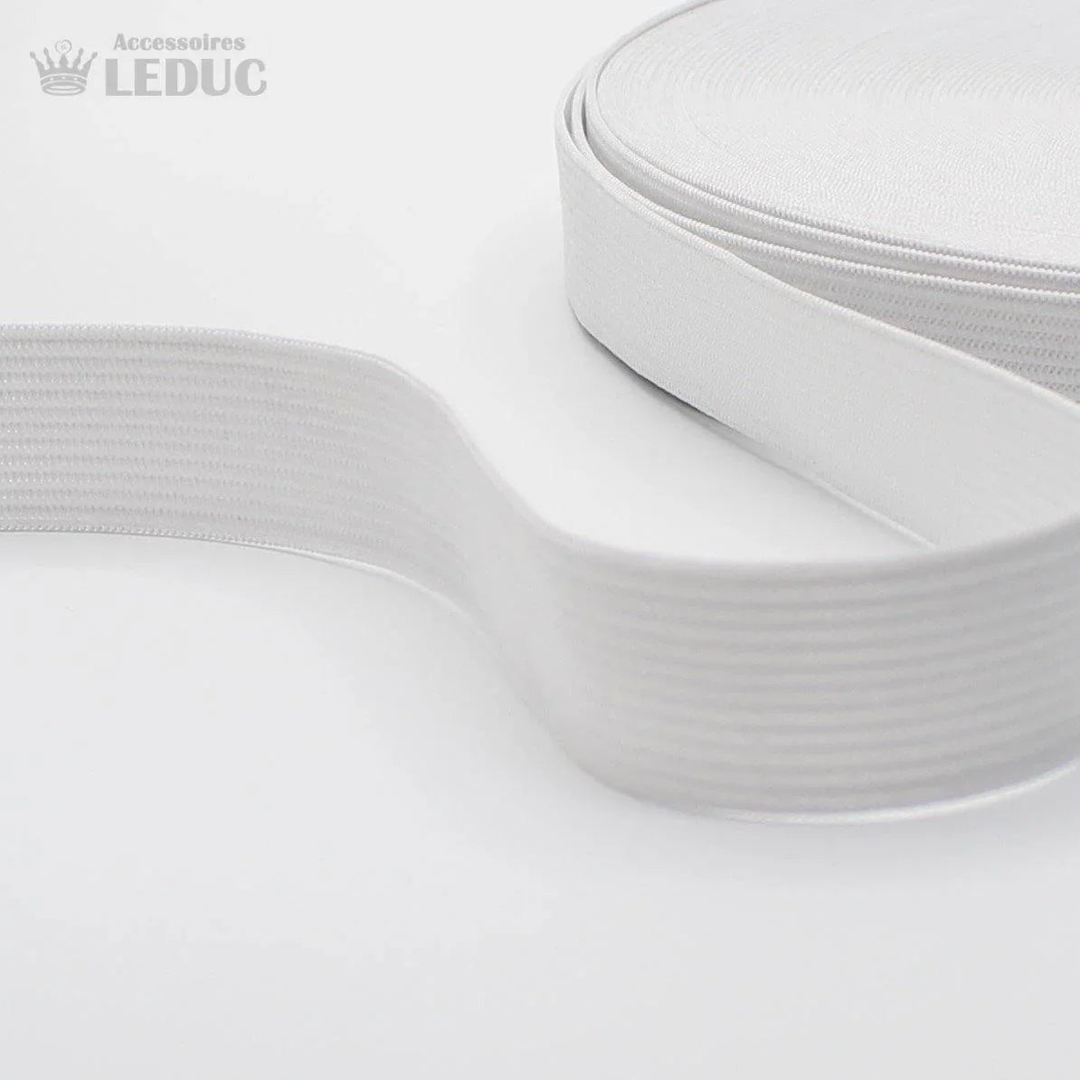 50m Knitted Elastic Black or White - European Quality - available in 15/20/25/30/35/40/45/50/60/70/80/90/100/110 or 120mm #200/xx - ACCESSOIRES LEDUC BV