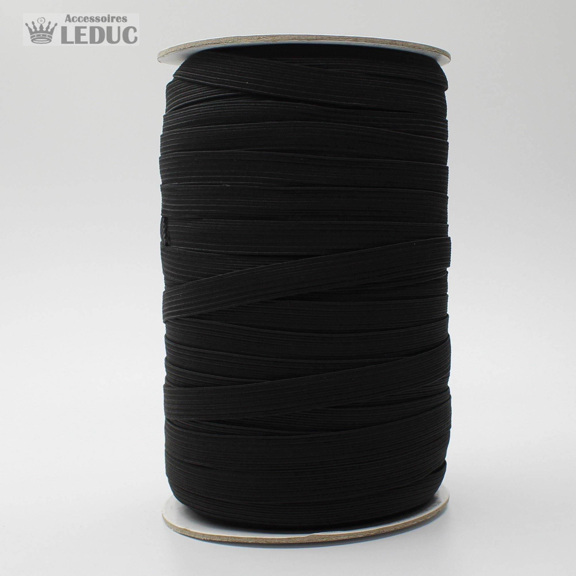 100 METRES - 7mm BLACK Elastic - ACCESSOIRES LEDUC BV