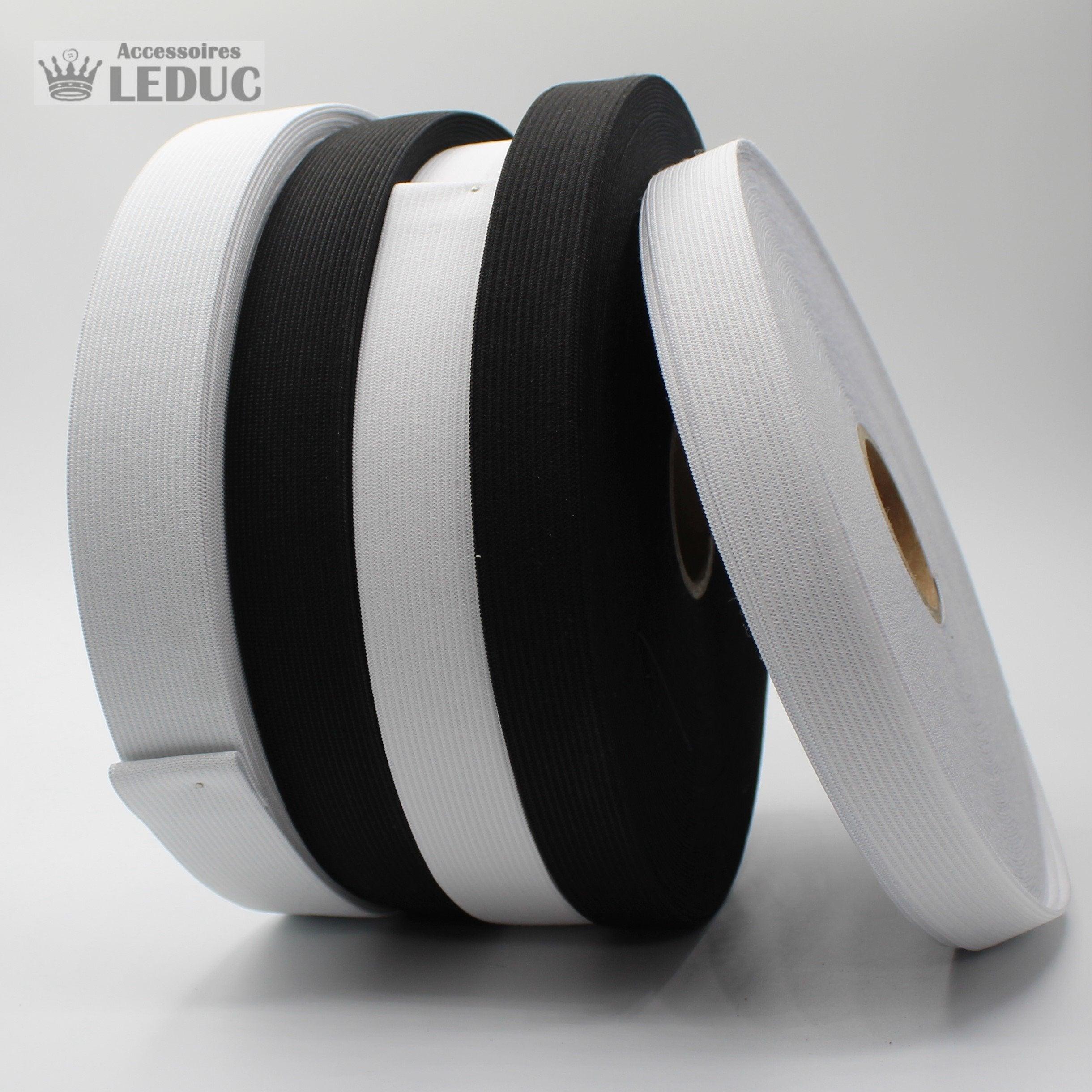 Knitted Elastic Black or White - Rolls of 25 meters - ACCESSOIRES LEDUC