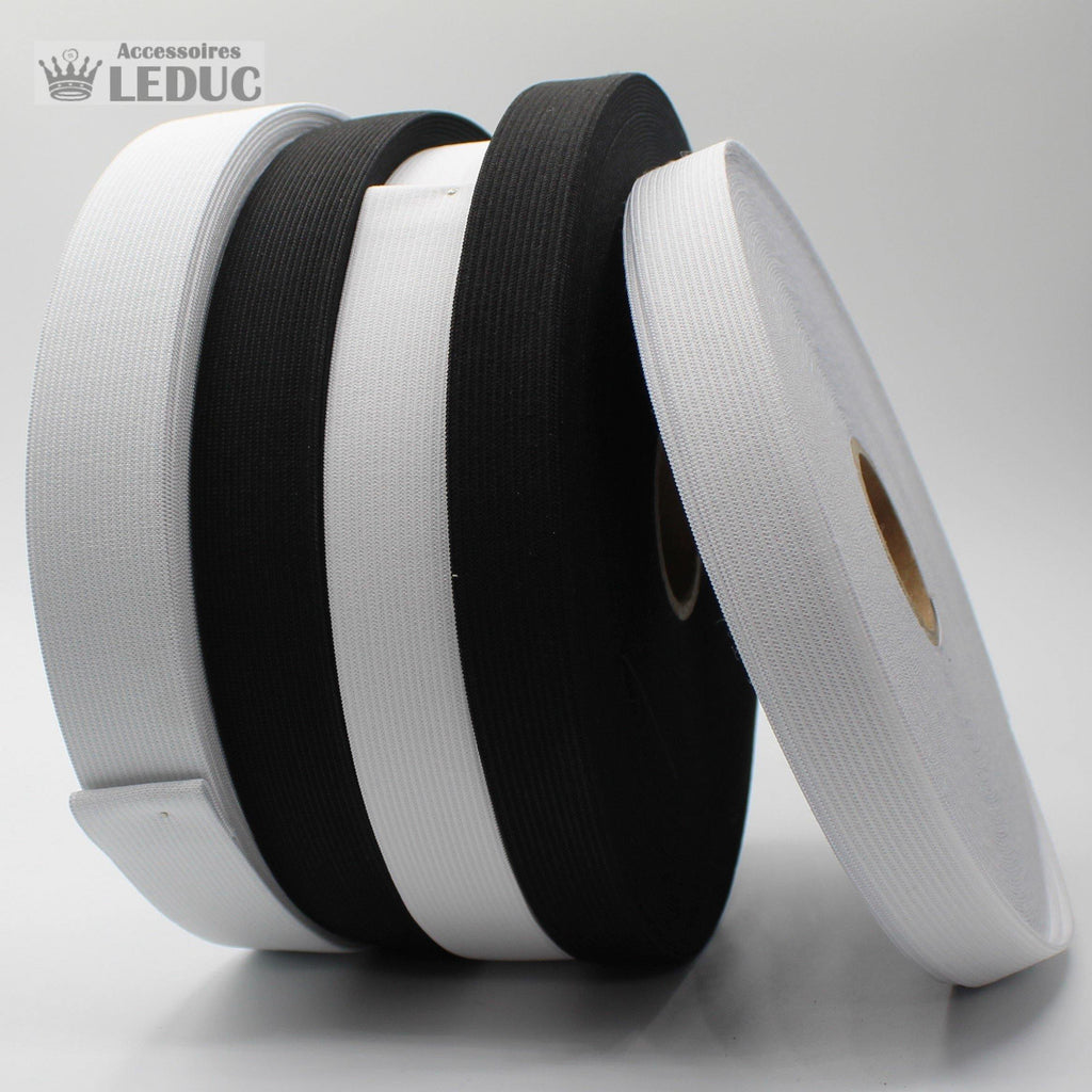 25m Knitted Elastic Black or White - ACCESSOIRES LEDUC