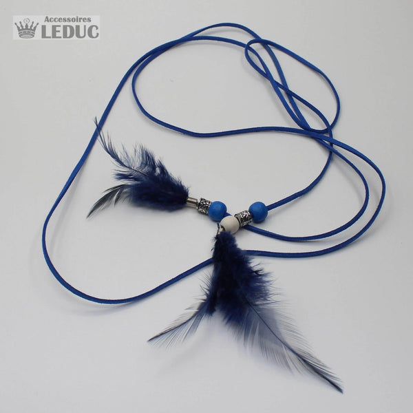 5 blue feather + suede belts 140 cm - ACCESSOIRES LEDUC BV
