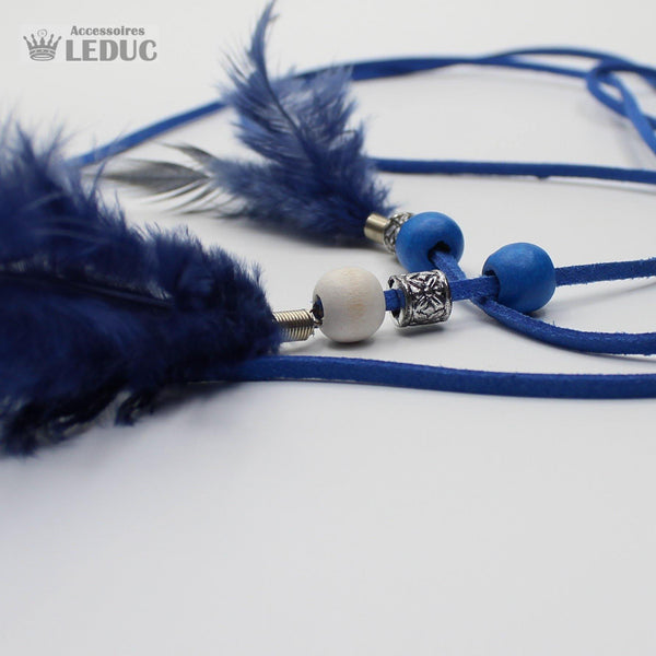 5 blue feather + suede belts 140 cm - ACCESSOIRES LEDUC