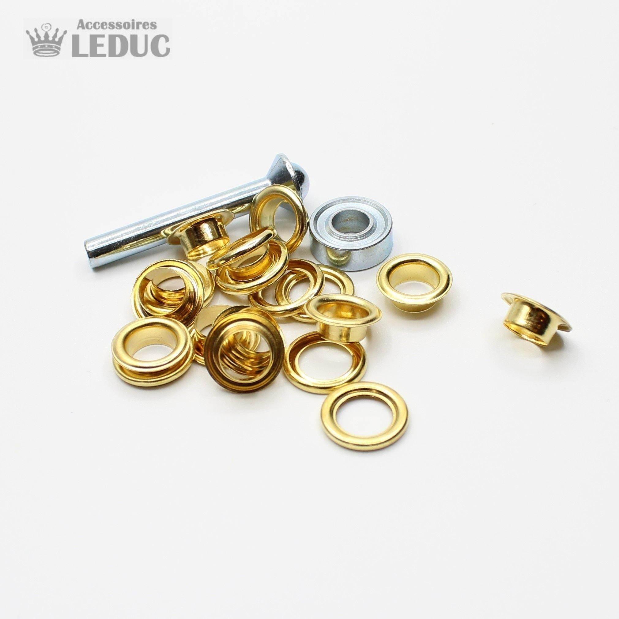 Eyelets Gold , Silver, Bronze, Gunmetal and Rust with Tool - ACCESSOIRES LEDUC BV