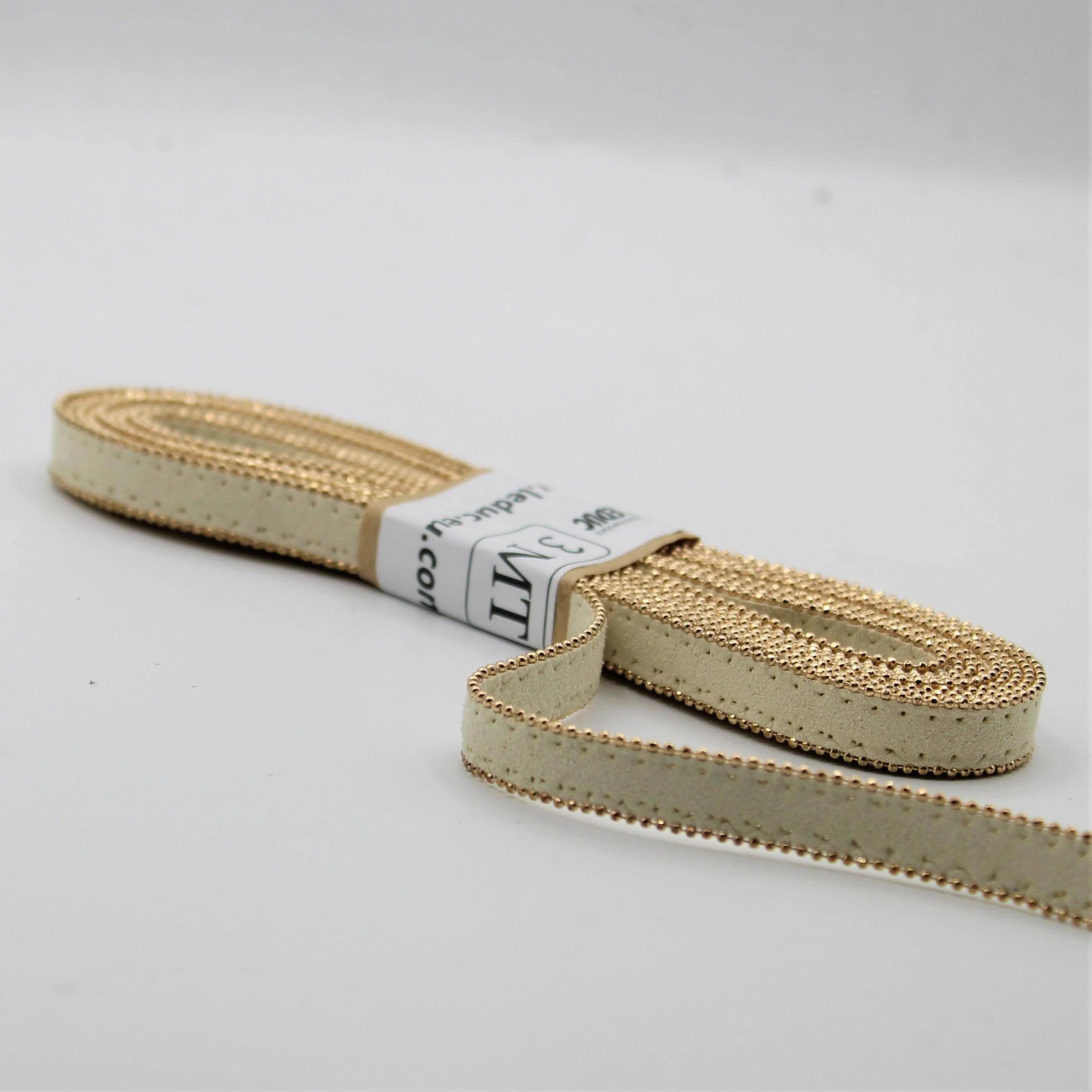 3 meters 10mm Suede Tape with double Beaded Chain sew on #PAS3000 - ACCESSOIRES LEDUC BV