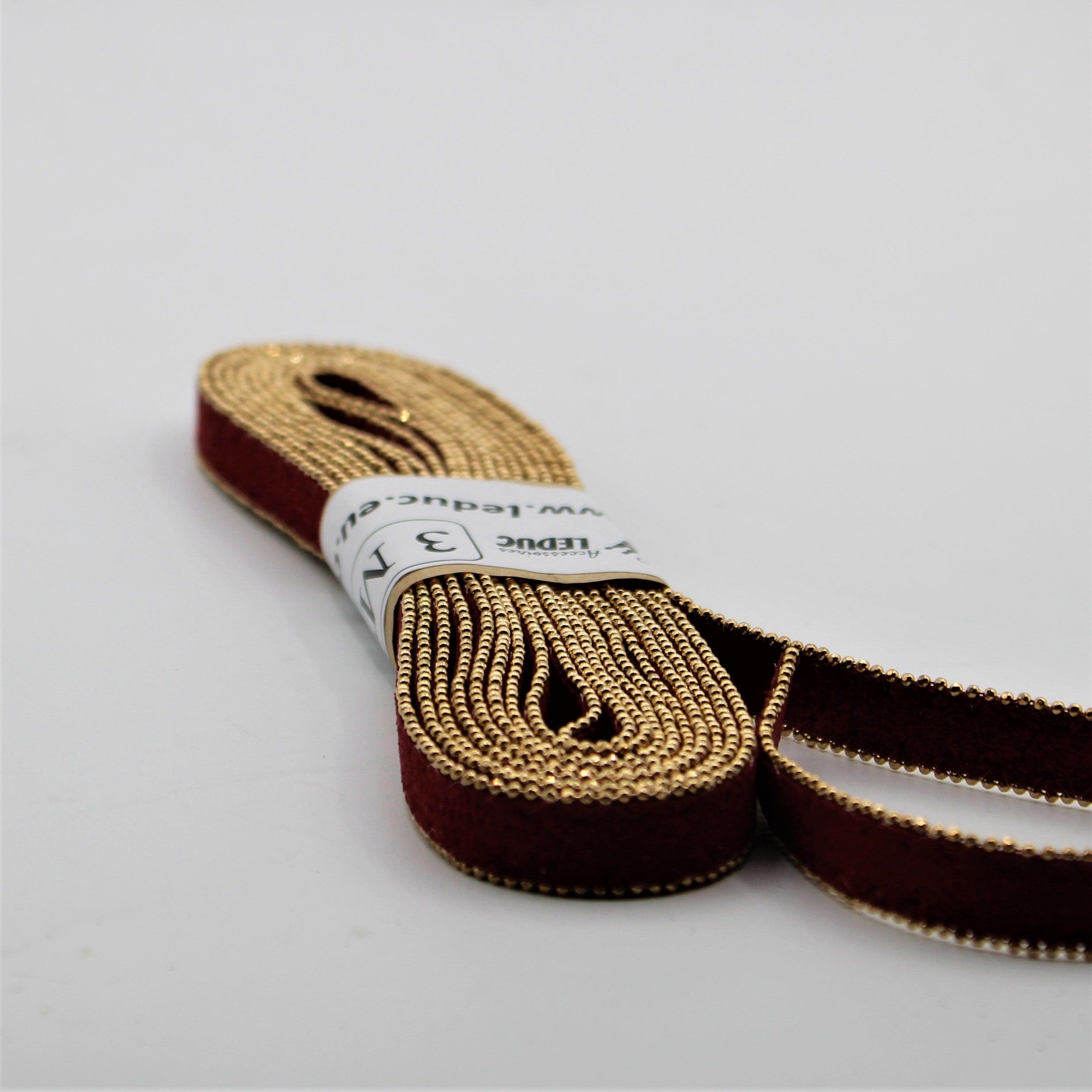 3 meters 10mm Suede Tape with double Beaded Chain sew on #PAS3000 - ACCESSOIRES LEDUC