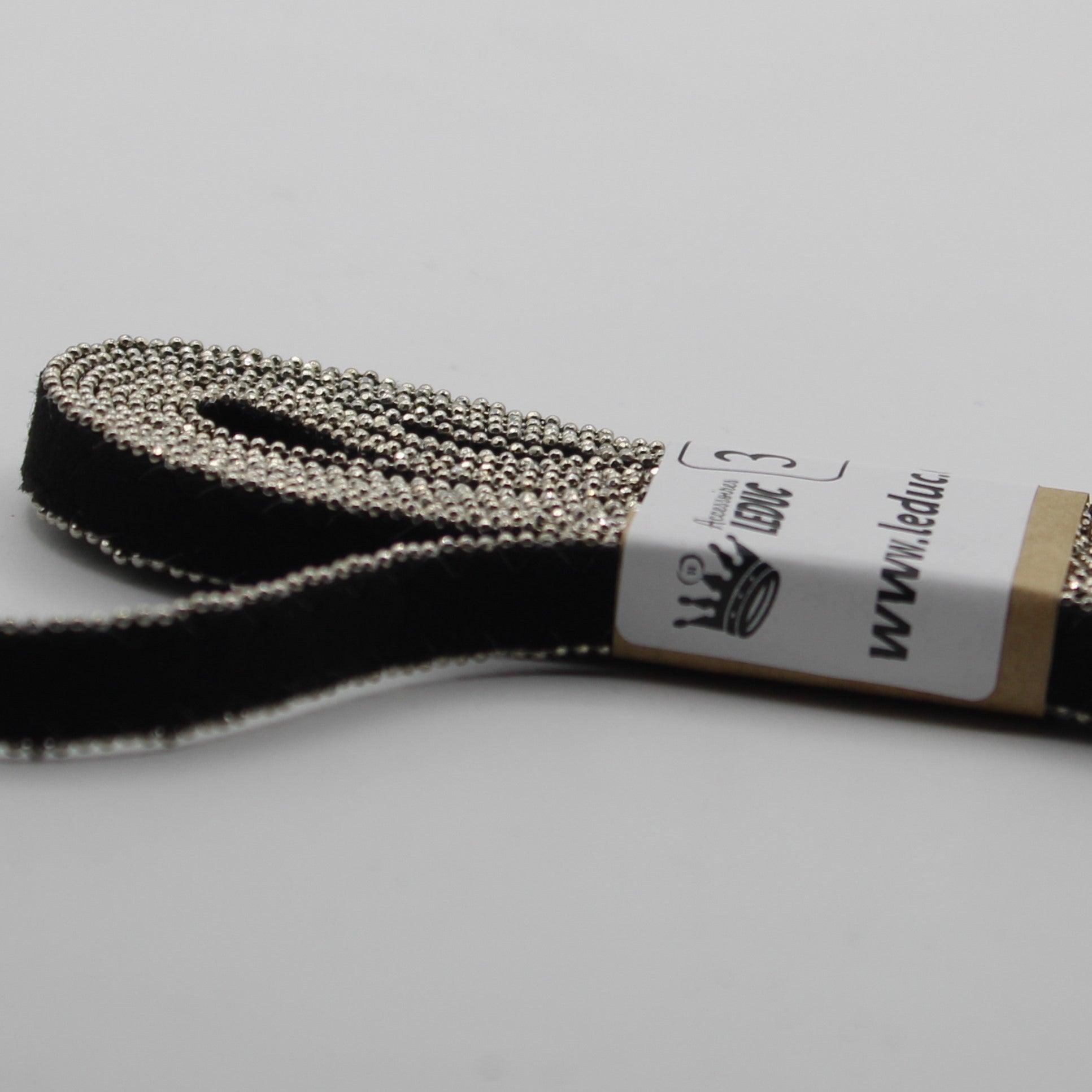 3 meters 10mm Suede Tape with double Beaded Chain sew on #PAS3000 - ACCESSOIRES LEDUC