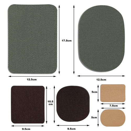 Pack of 30 Iron-on Patches in Fabrics , Clothing Repair Kit for jackets, clothing, 3 sizes, 5 colors, (cafe, black, darkgreen, beige, grey) HOTFIX#VSM2544