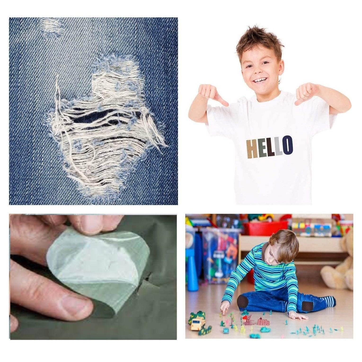 Pack of 30 Iron-on Patches in Fabrics , Clothing Repair Kit for jackets, clothing, 3 sizes, 5 colors, (cafe, black, darkgreen, beige, grey) HOTFIX#VSM2544 - ACCESSOIRES LEDUC BV