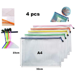 4 pouches (random colours) with zip, waterproof, A4 format - ACCESSOIRES LEDUC