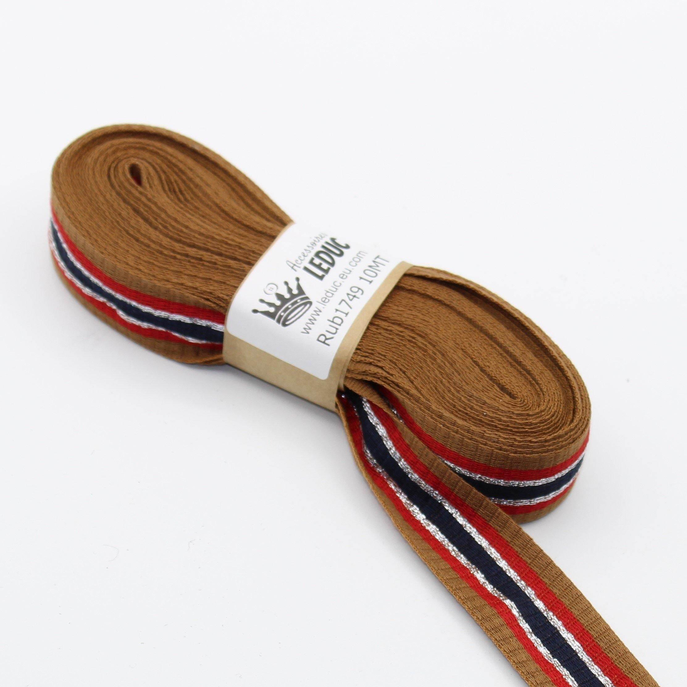 28mm Brown / Red / Silver / Black Gros Grain Ribbon **10 Meters** - ACCESSOIRES LEDUC BV