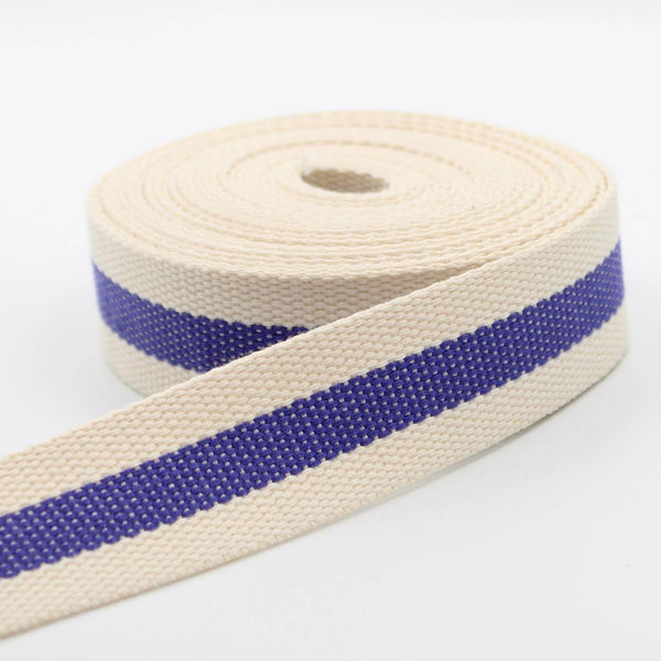 5 meters Ecru Webbing with Stripe 30mm #RUB1937 - ACCESSOIRES LEDUC BV