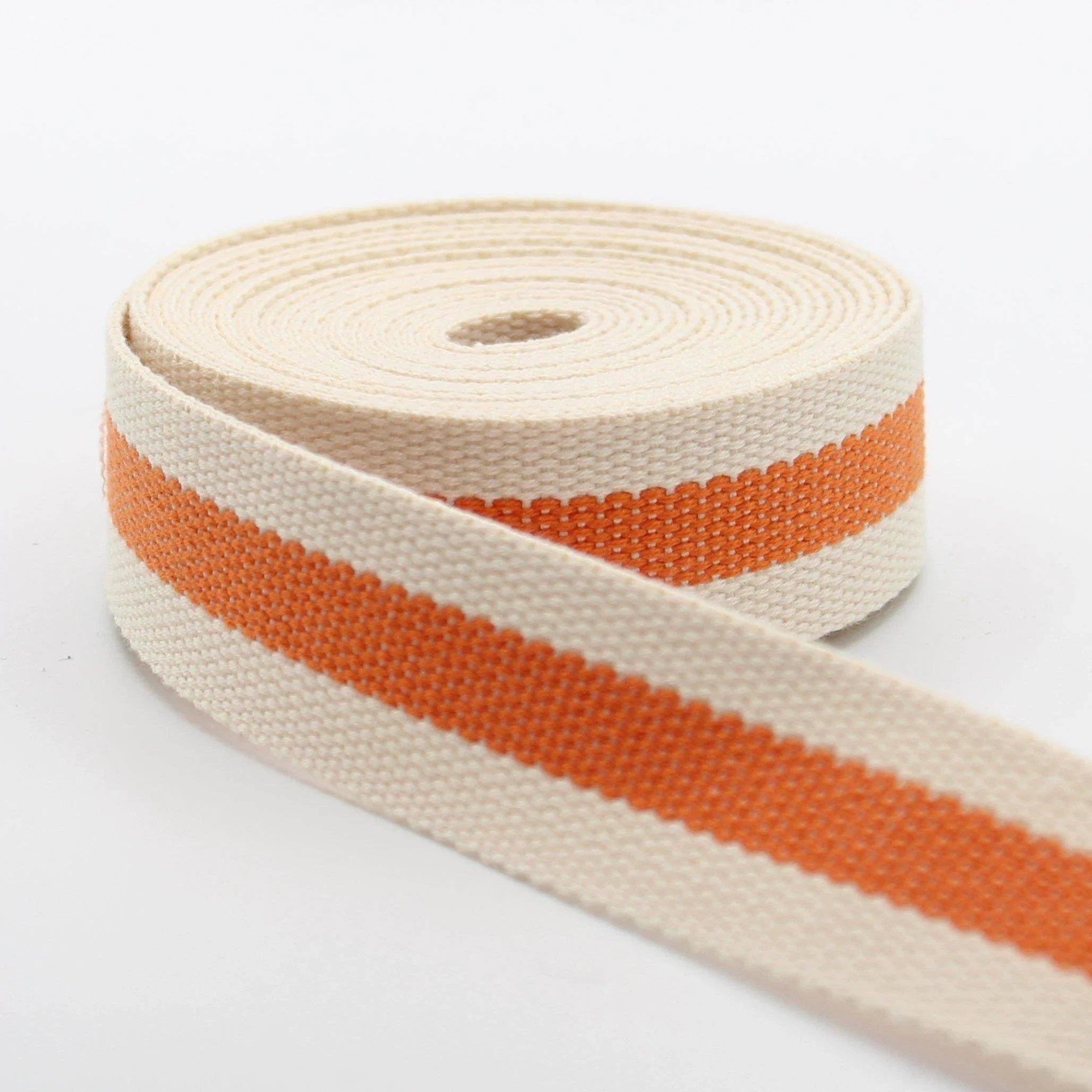 5 meters Ecru Webbing with Stripe 30mm #RUB1937 - ACCESSOIRES LEDUC BV