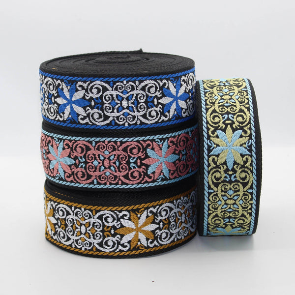 5 meters 50mm Floral Webbing #RUB1969 - ACCESSOIRES LEDUC BV