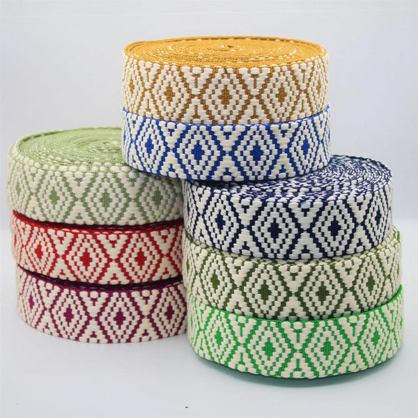 5 meters 38mm Bicolor Ethnic Webbing #RUB1970 - ACCESSOIRES LEDUC BV