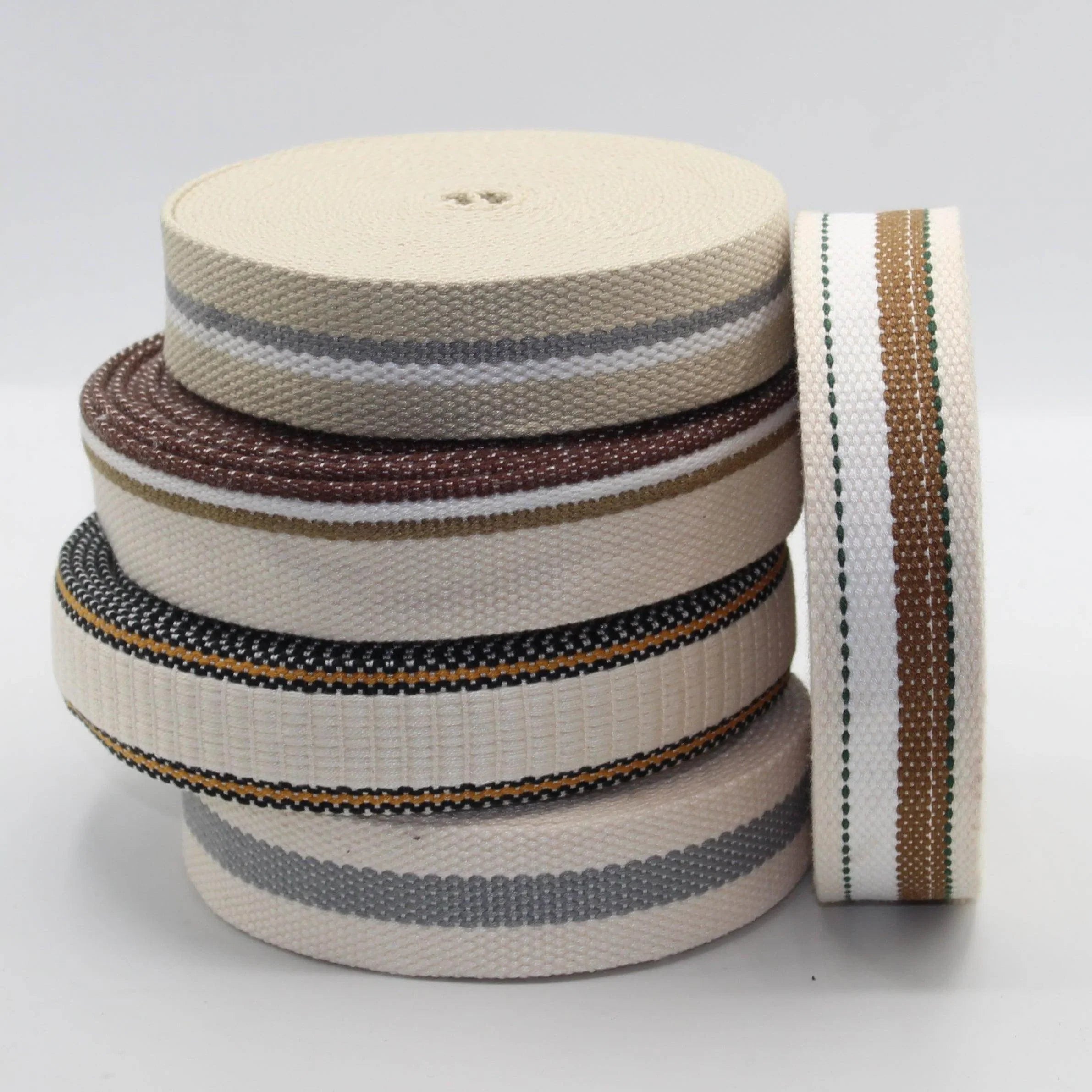 5 meters 30mm Classic Ecru Striped Webbing #RUB1987 - ACCESSOIRES LEDUC BV