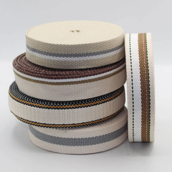 5 meters 30mm Classic Ecru Striped Webbing #RUB1987 - ACCESSOIRES LEDUC BV