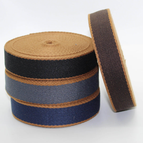 5 meters 30mm Old Style Brown Edged Webbing #RUB1994 - ACCESSOIRES LEDUC BV