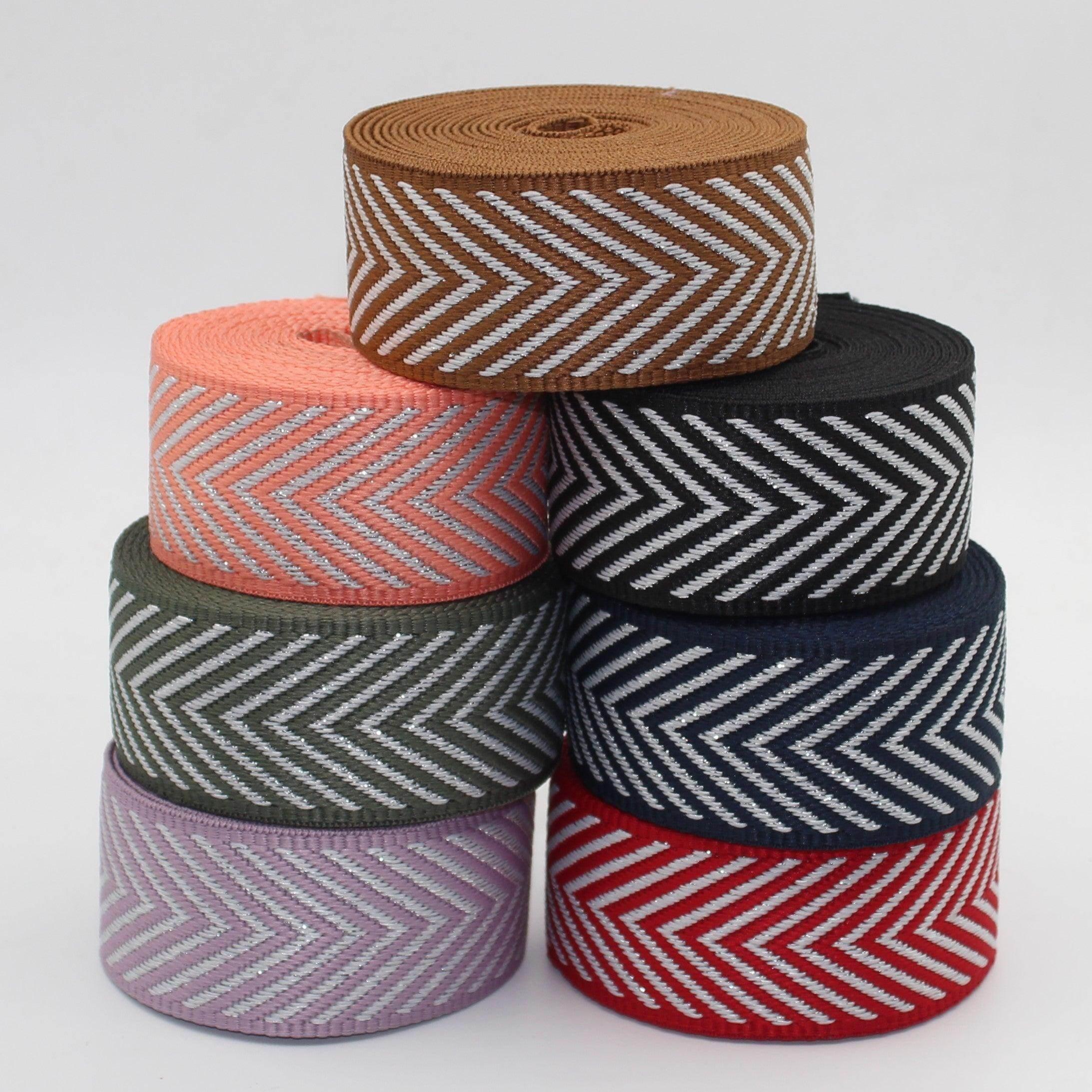 5 meters Webbing with Silver Arrows 38mm #RUB3507 - ACCESSOIRES LEDUC BV