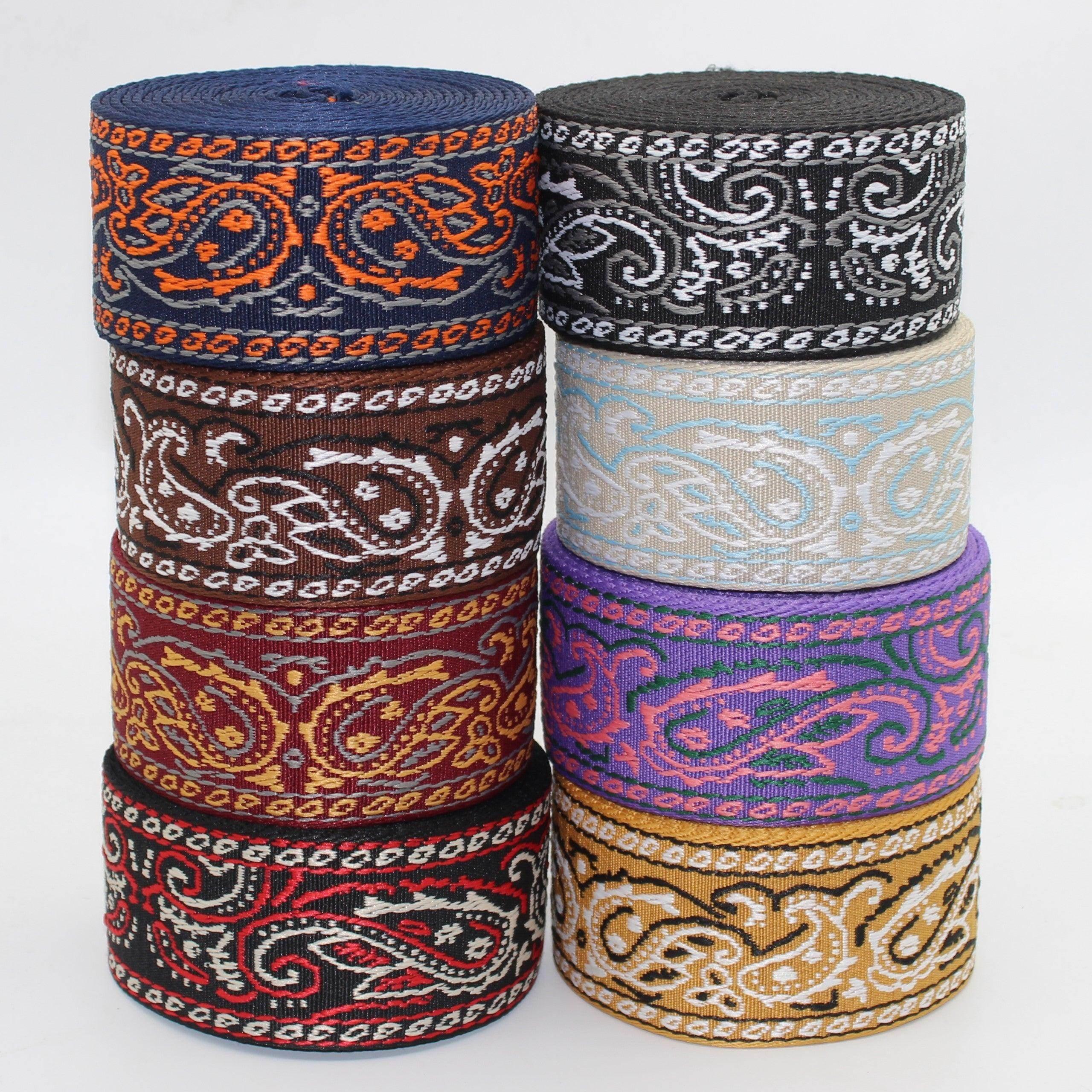 5 Meters Webbing with Paisleys 50mm #RUB3508 - ACCESSOIRES LEDUC BV