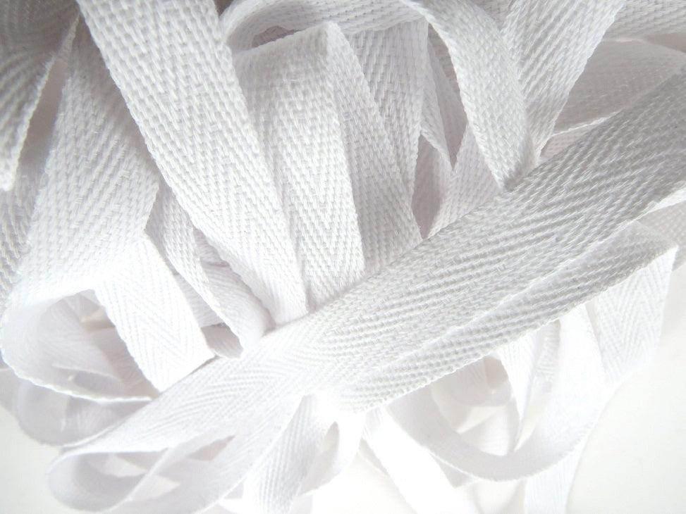 COTTON HERRINGBONE 10mm **150 Meters** White & Ecru - ACCESSOIRES LEDUC BV