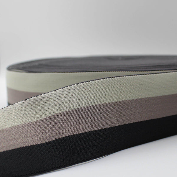 10 meters Striped Elastic 5cm Light Grey + Dark grey+ Black ELA2509 - ACCESSOIRES LEDUC BV