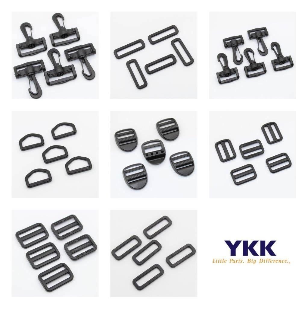 YKK Plastic Buckles / Lobster Hooks for 30mm or 40mm Tape/Webbing col Black - ACCESSOIRES LEDUC BV